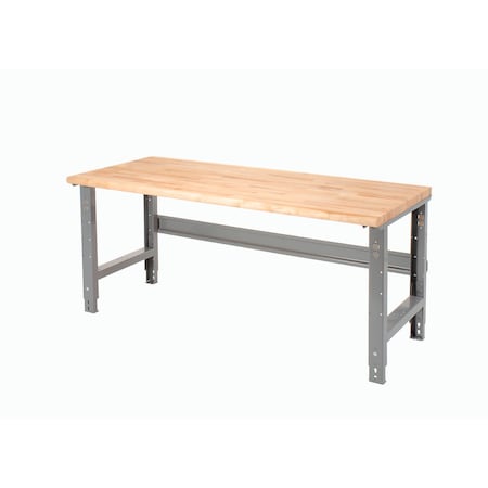 Global Industrial Adjustable Height Workbench, 72 x 36in, Maple Butcher Block Safety Edge, Gray 183989